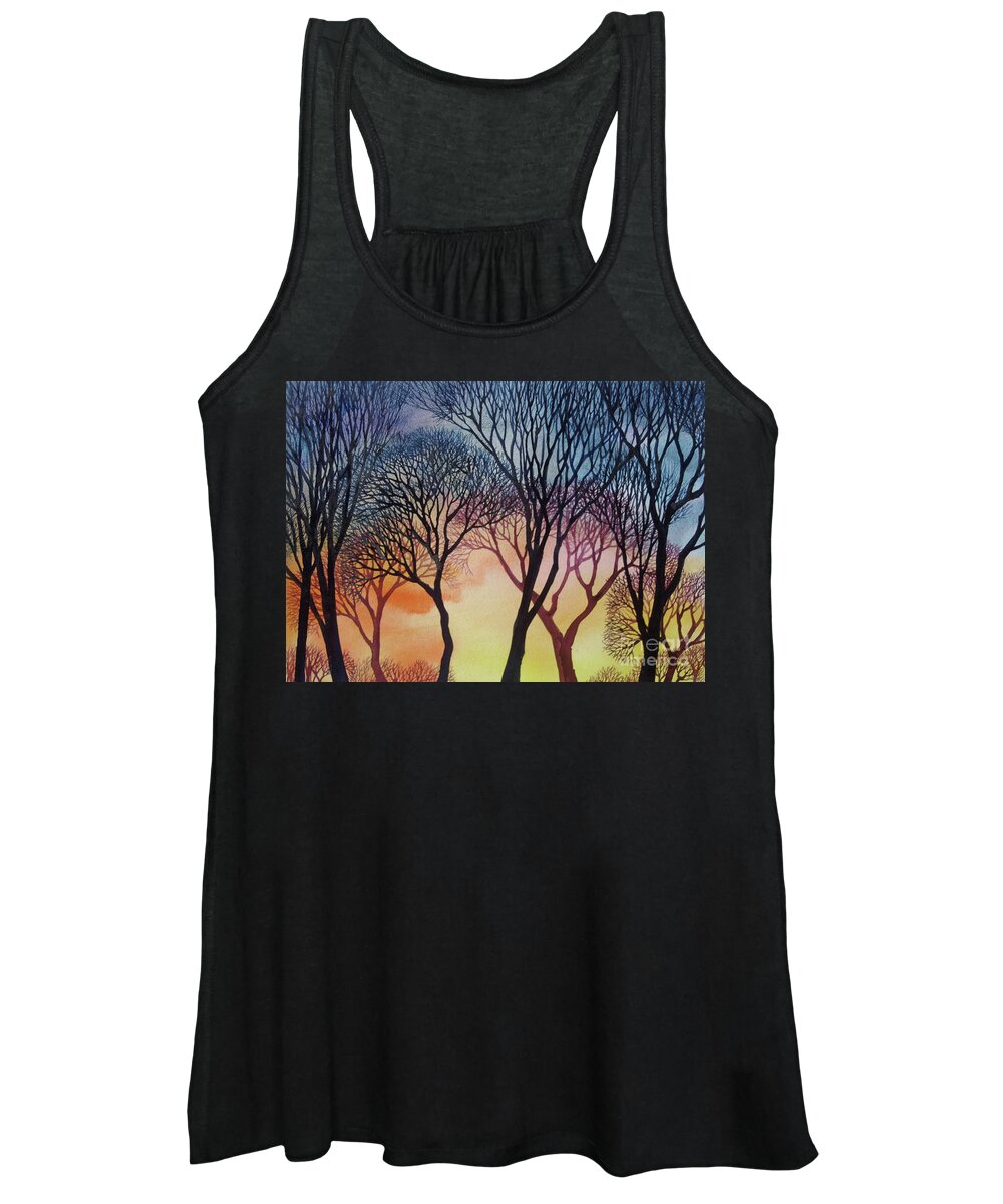 Sunset Women's Tank Top featuring the painting Sunset Lace IX by Helen Klebesadel
