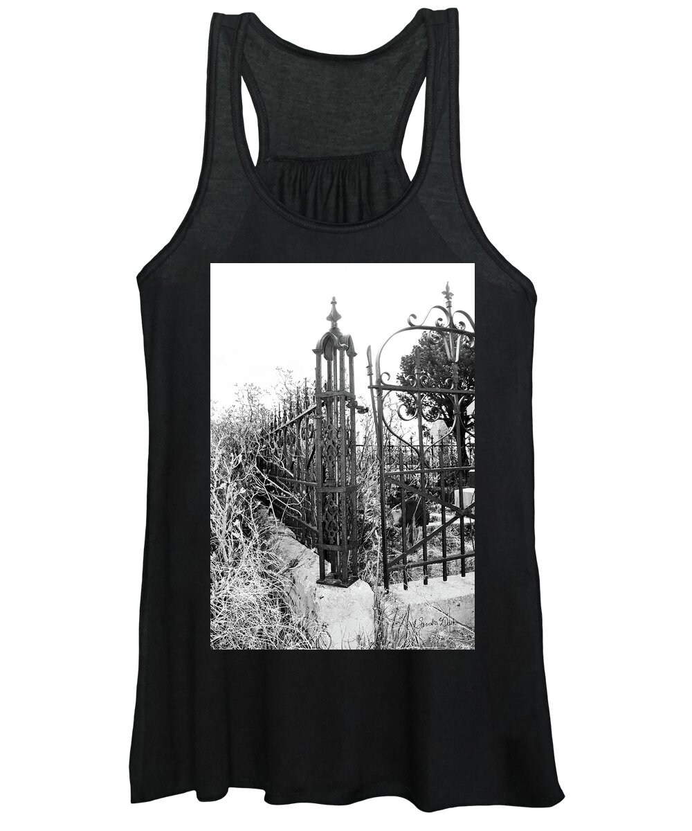 Black & White Photo Women's Tank Top featuring the photograph Sylvester in Cemetery by Sandra Dalton