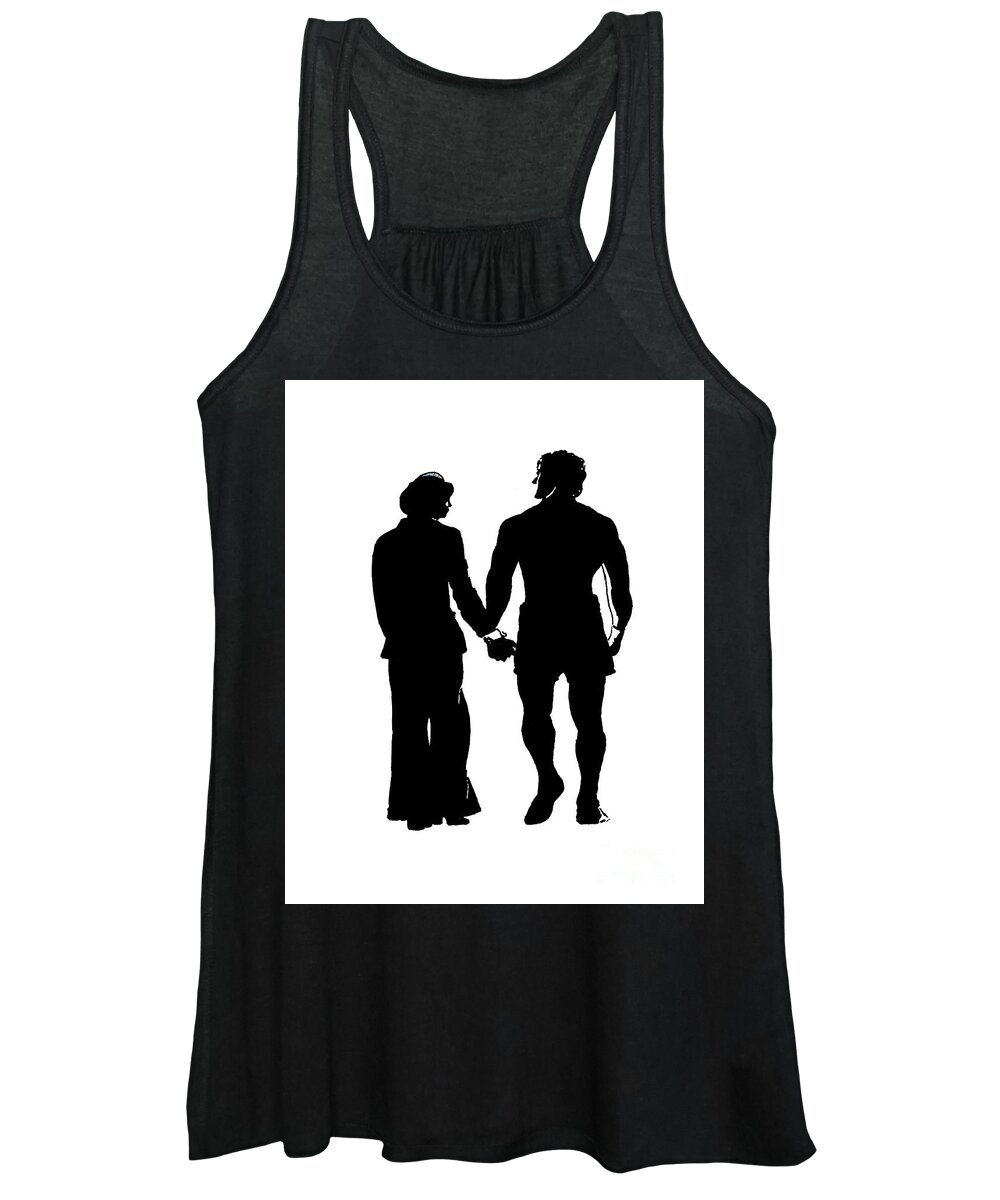Sylvester Stallone And Talia Shire In Rocky Women's Tank Top featuring the drawing Sylvester Stallone and Talia Shire in Rocky by Jim Fitzpatrick