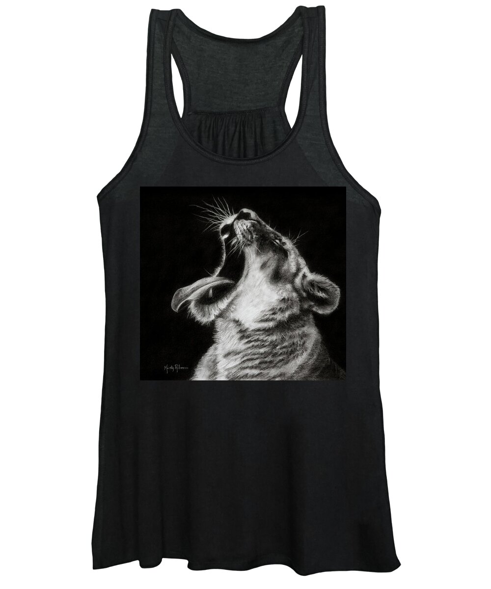 Lioness Women's Tank Top featuring the drawing Hard Day by Kirsty Rebecca