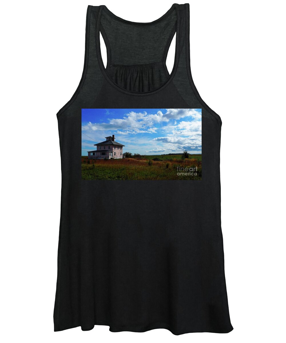 Pink House Women's Tank Top featuring the photograph The Pink House in Autumn by Mary Capriole