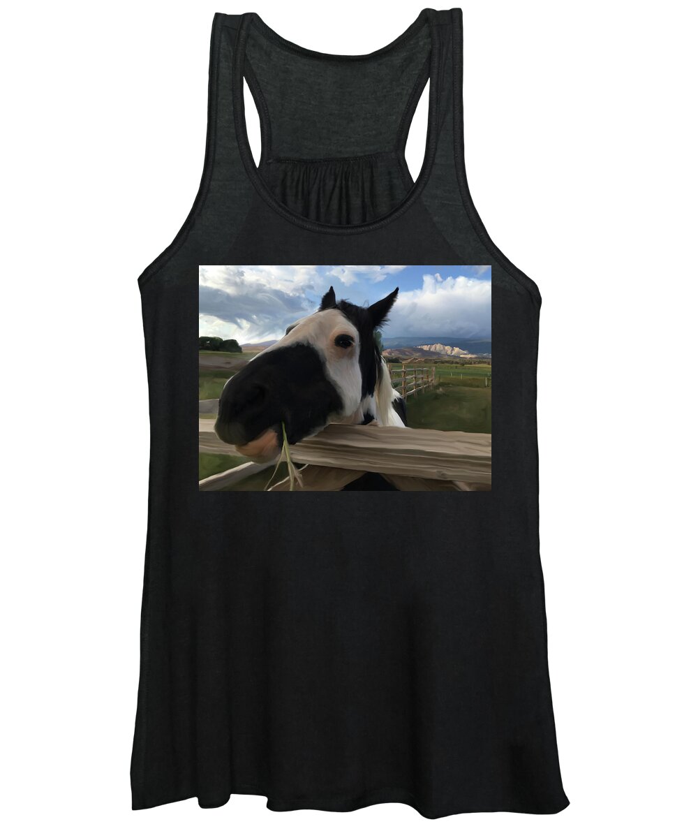 Horse Women's Tank Top featuring the mixed media Torrey Horse #1 by Jonathan Thompson