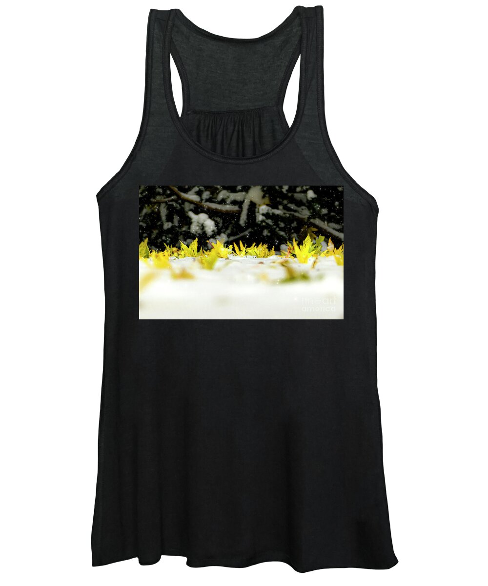 Winter Women's Tank Top featuring the photograph Winter and Autumn Together by Sandra J's