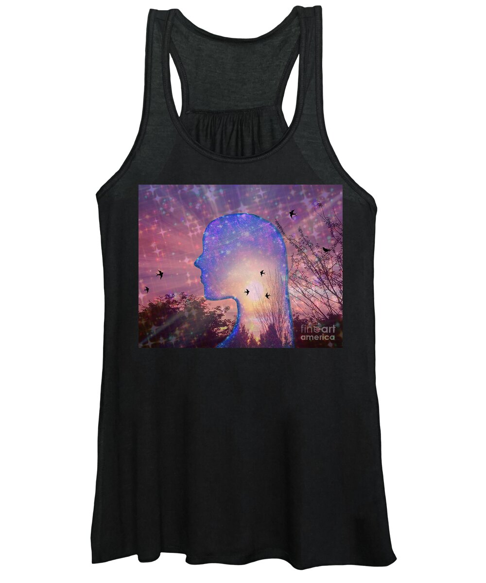 Worlds Within Worlds Women's Tank Top featuring the mixed media Worlds Within Worlds by Diamante Lavendar