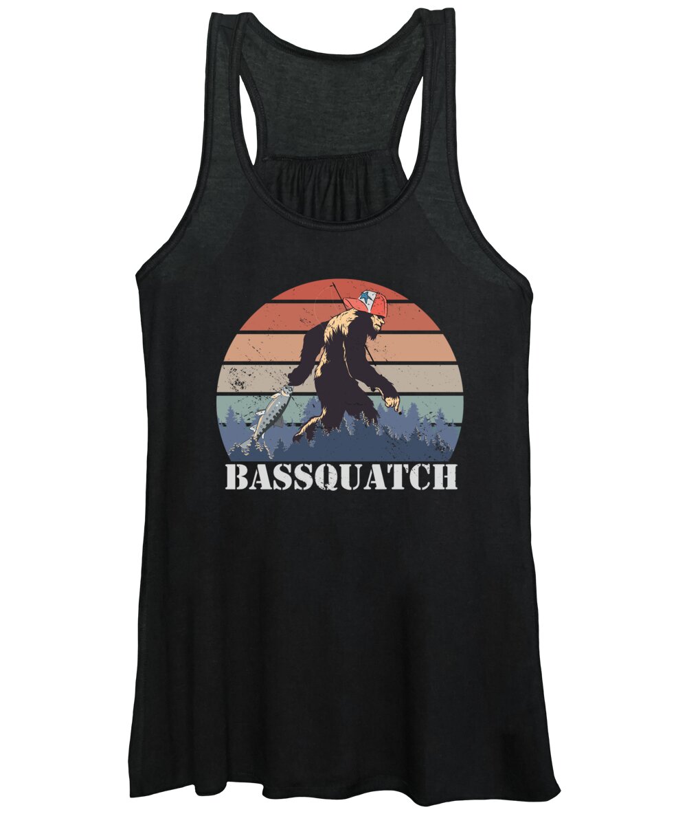 Bassquatch Bigfoot Sasquatch Yeti Fishing #1 Women's Tank Top by