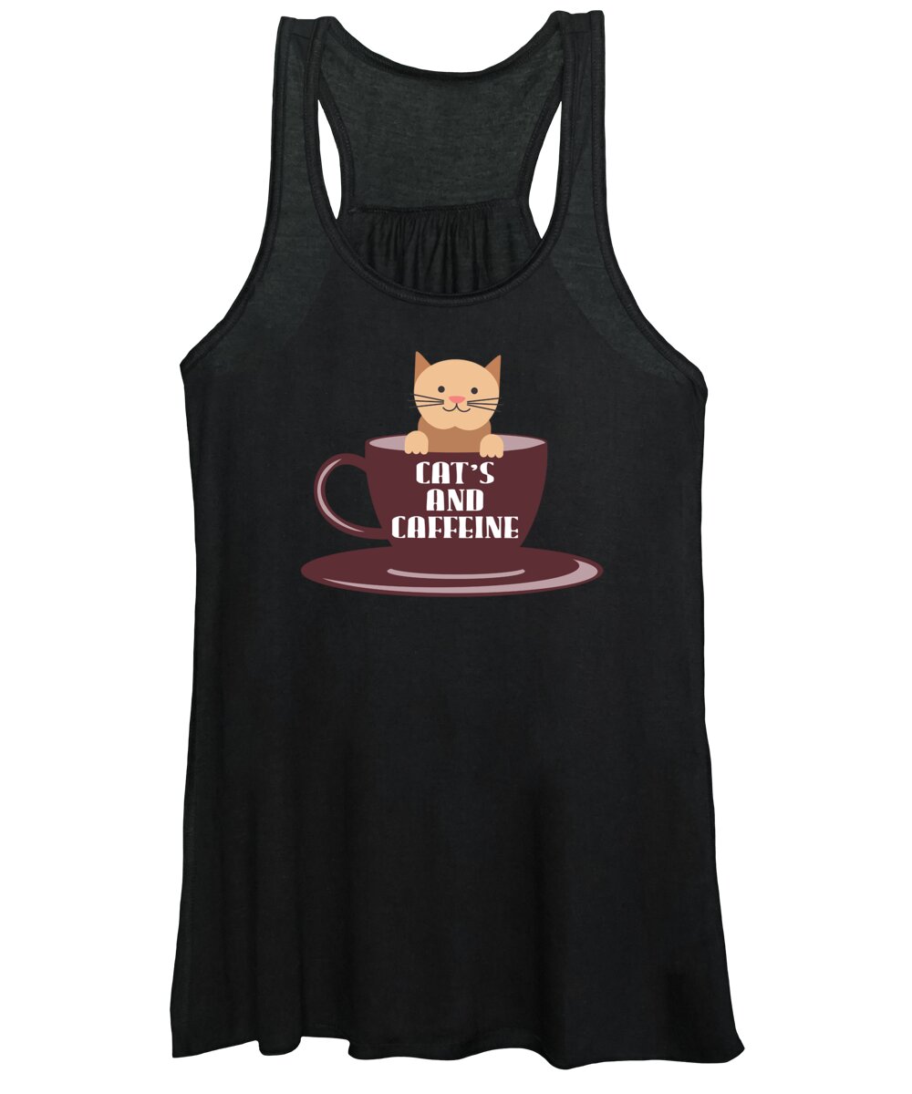 Cat Women's Tank Top featuring the digital art Cats And Caffeine Coffee Pet Lover #1 by Jacob Zelazny