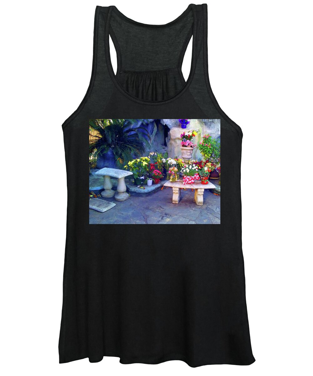 Flowers Women's Tank Top featuring the photograph Courtyard Flowers by Andrew Lawrence