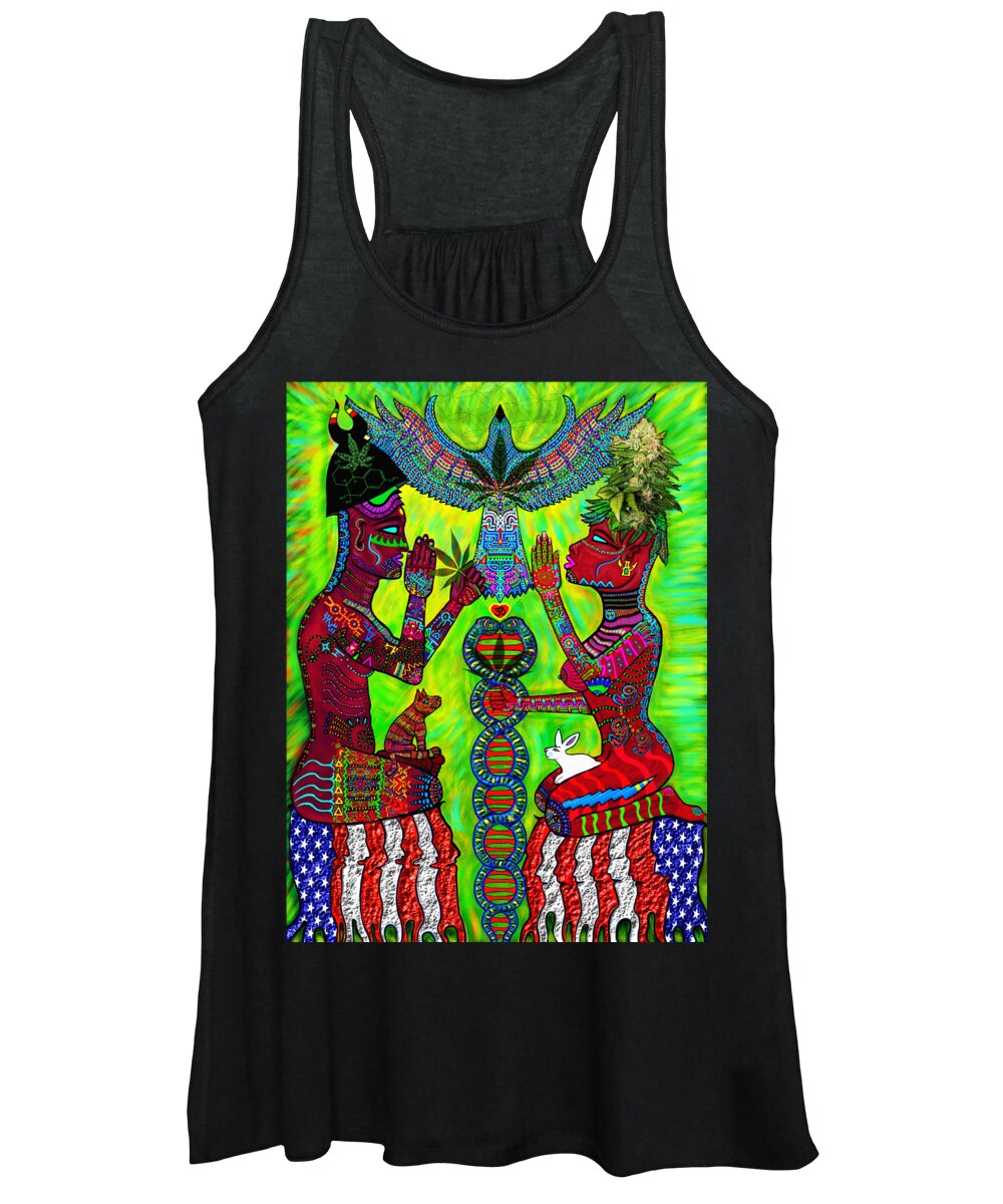 Visionary Women's Tank Top featuring the mixed media Divine Sacrament of Evolution #1 by Myztico Campo