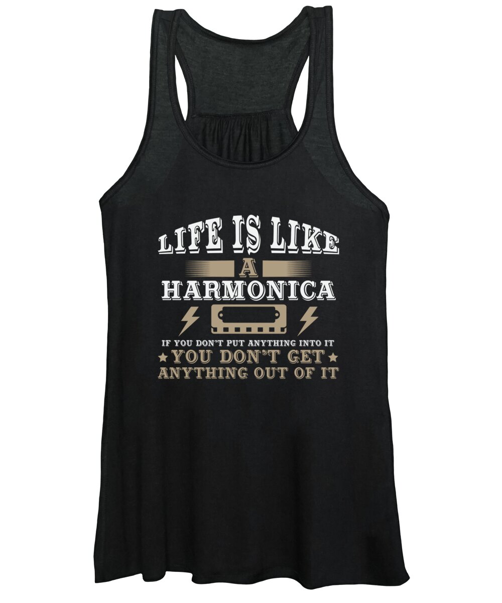 Harmonica Player Women's Tank Top featuring the digital art Life Is Like A Harmonica by Jacob Zelazny