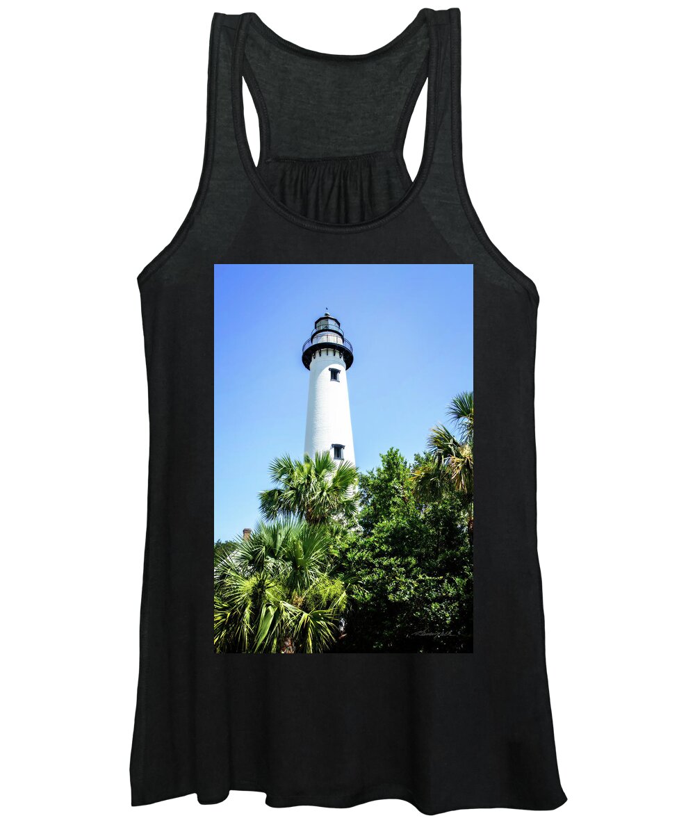 Color Women's Tank Top featuring the photograph Saint Simons Lighthouse -1 #1 by Alan Hausenflock