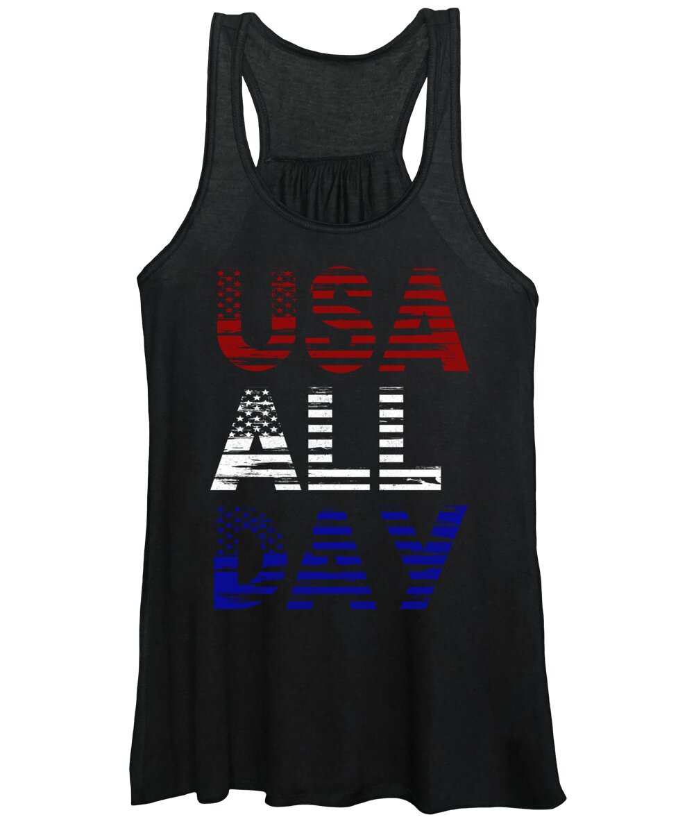 Military Women's Tank Top featuring the digital art USA All Day by Jacob Zelazny