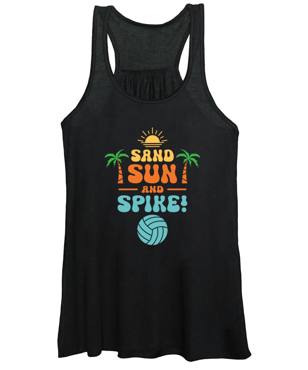 Volleyball Women's Tank Top featuring the digital art Volleyball Tropical Summer Sport Volleyball Players #11 by Toms Tee Store