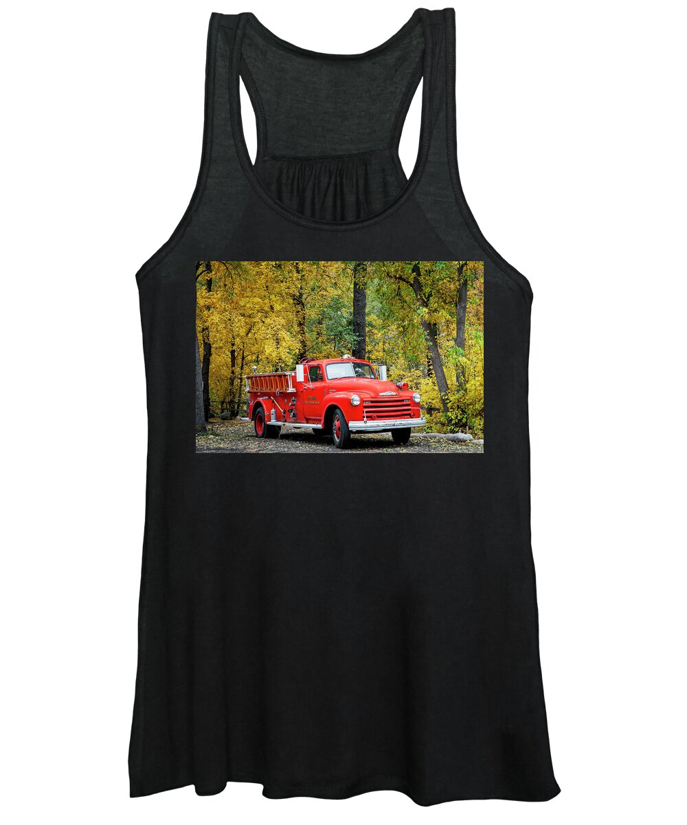 Autumn Women's Tank Top featuring the photograph 1612 Tuscola Fire Department by Steve Sturgill
