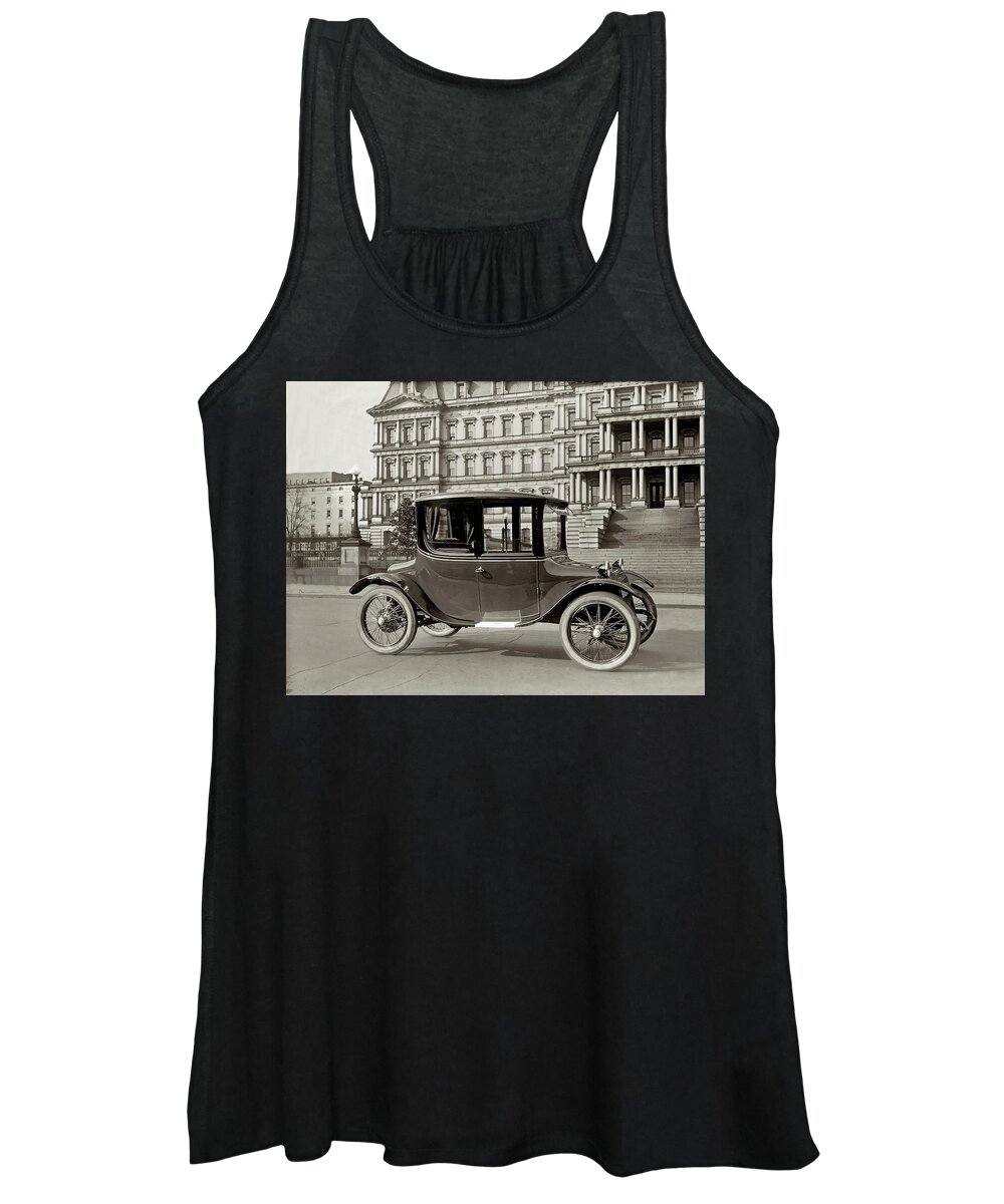 Detroit Electric Women's Tank Top featuring the photograph 1921 Detroit Electric Car BW by DK Digital