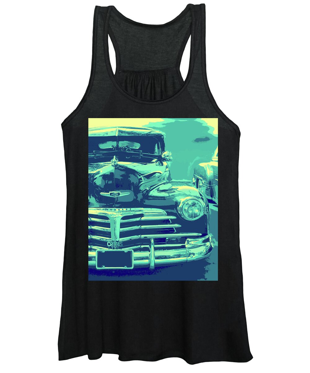 Custom Car Women's Tank Top featuring the photograph 1948 Chevy Lowrider Blue by DK Digital
