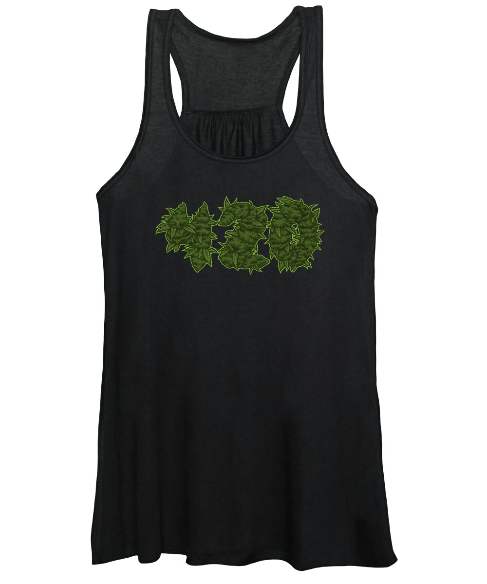 Cannabis Women's Tank Top featuring the digital art 420 Cannabis Blooms Letters Weed Hemp #2 by Mister Tee