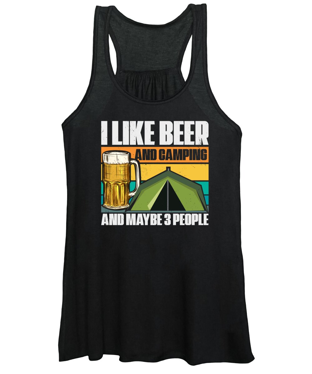 Camper Women's Tank Top featuring the digital art Camper Drinking Beer Wilderness Campfire #2 by Toms Tee Store