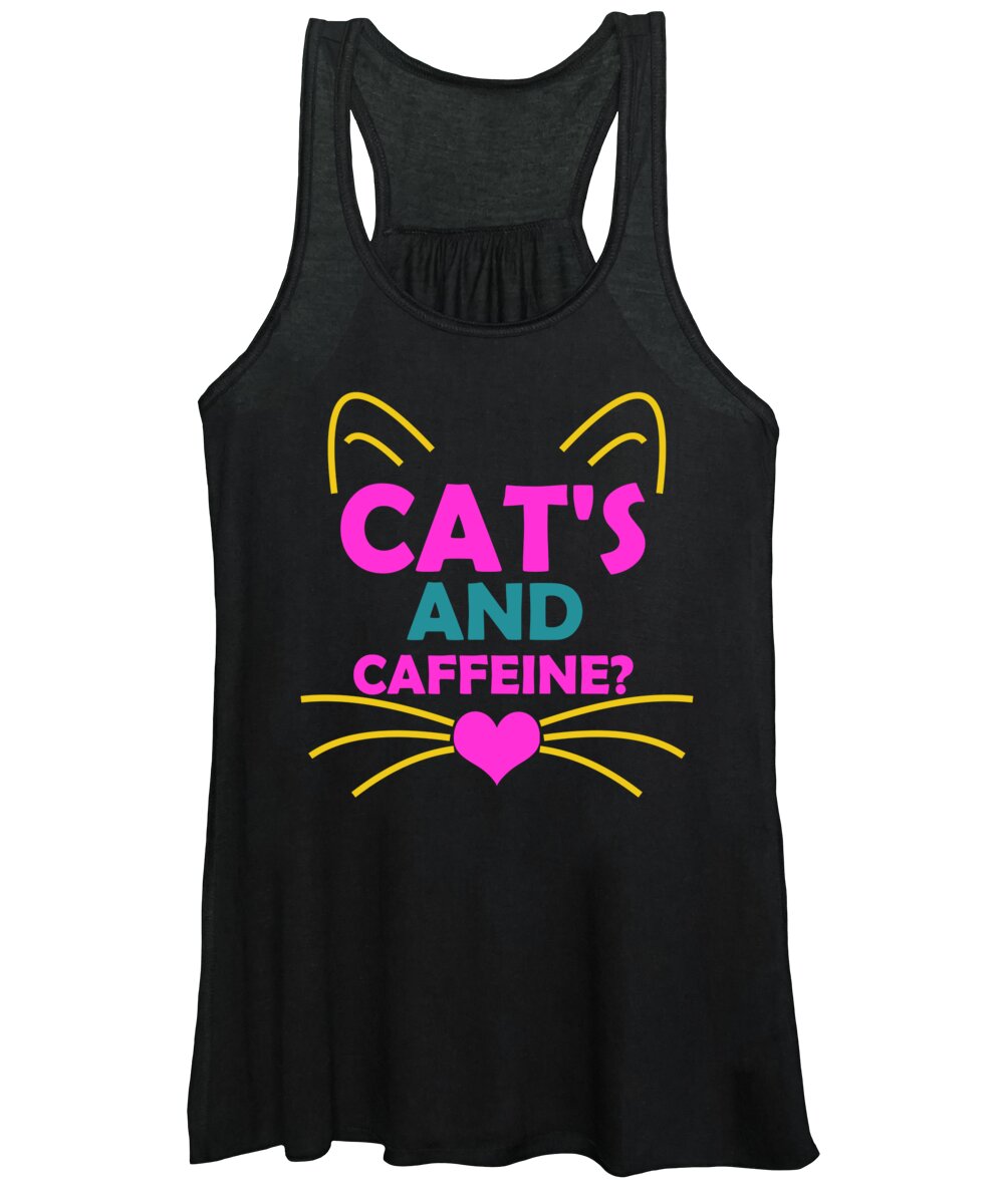 Cat Women's Tank Top featuring the digital art Cats And Caffeine Coffee Pet Lover by Jacob Zelazny