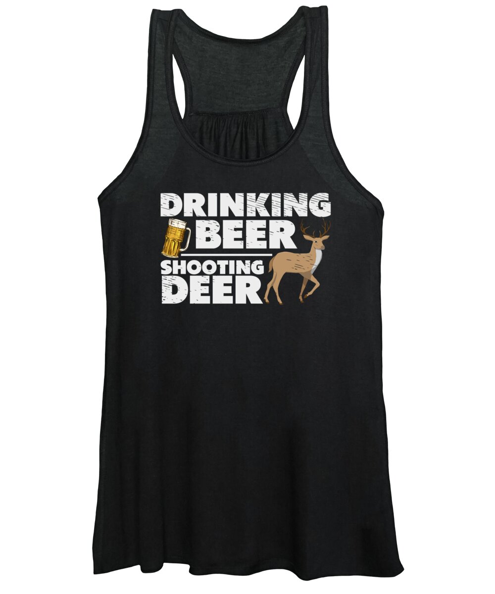 Deerhunter Women's Tank Top featuring the digital art Deer Hunter Shooting Beer Lover Drinking #2 by Toms Tee Store
