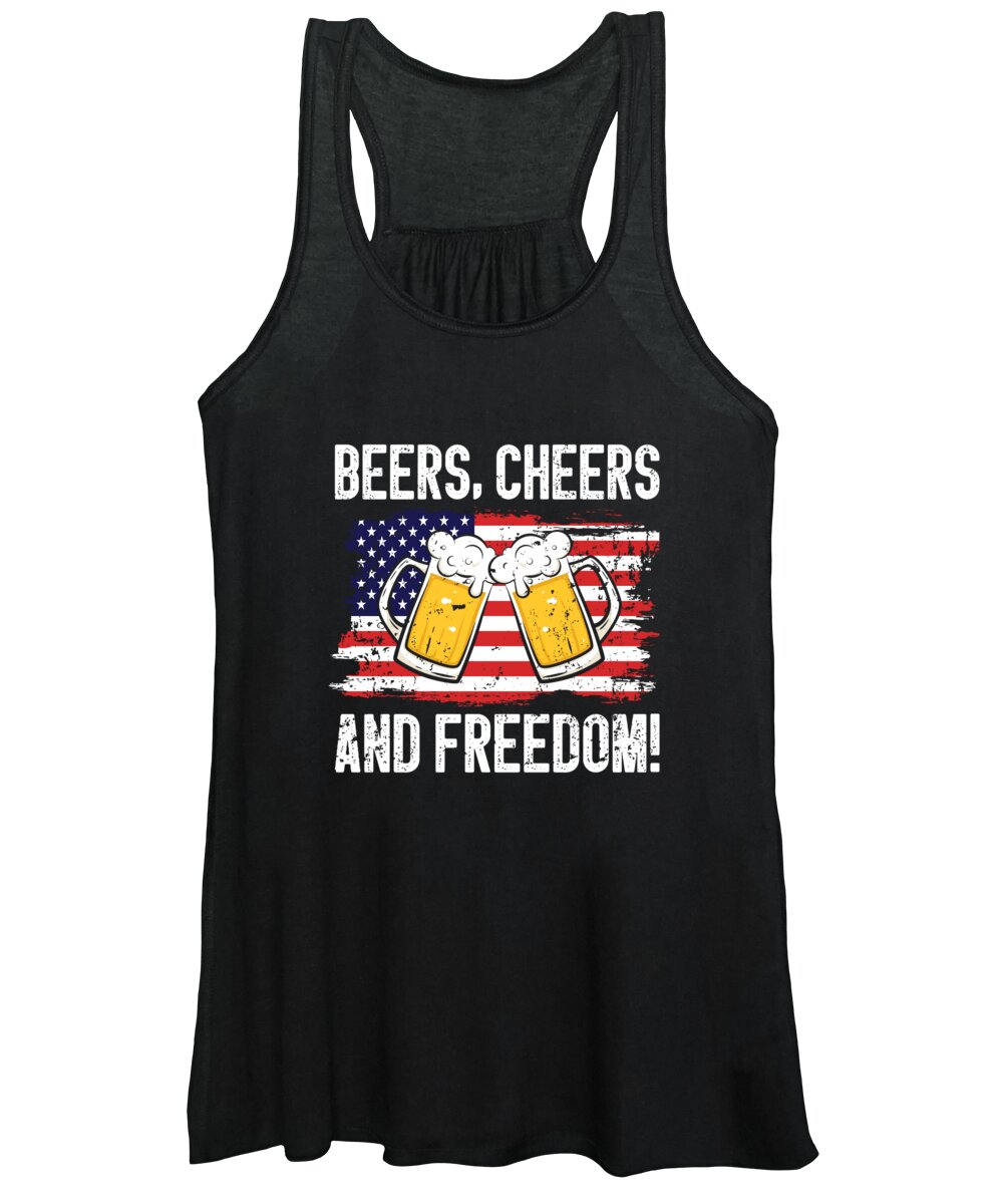 Usa Women's Tank Top featuring the digital art USA Independence Beer Drinking Freedom #2 by Toms Tee Store