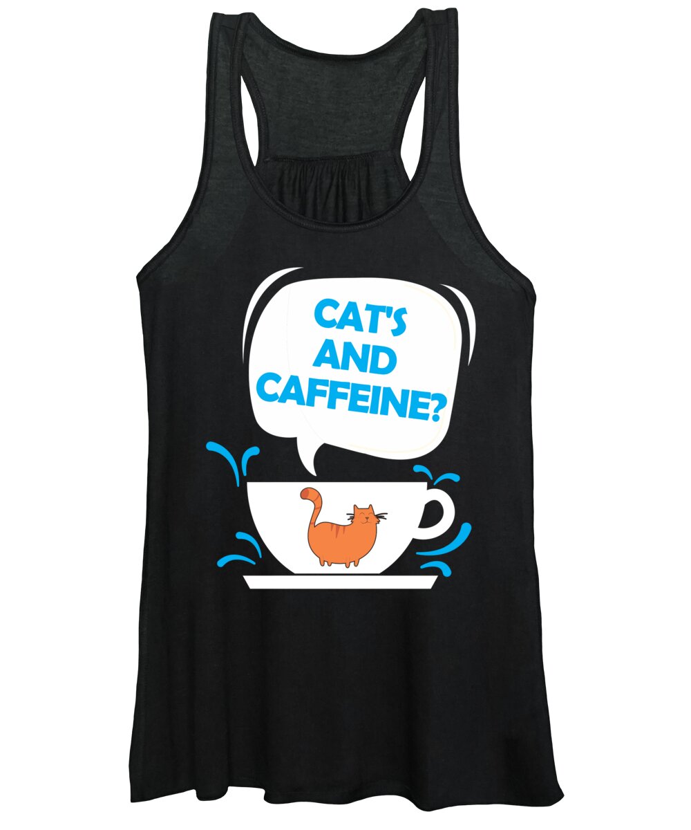 Cat Women's Tank Top featuring the digital art Cats And Caffeine Coffee Pet Lover #3 by Jacob Zelazny