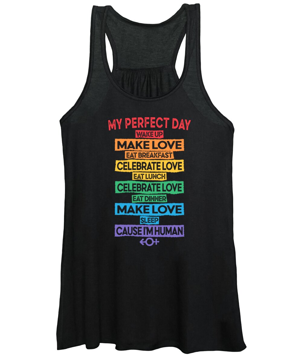 Lgbt Women's Tank Top featuring the digital art LGBT Pride equality no human is illegal #4 by Toms Tee Store
