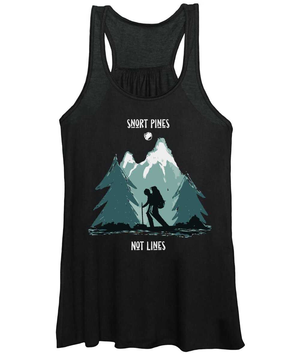 Snort Pines Women's Tank Top featuring the digital art Hiking Mountaineering Climbing Mountain Picnic #5 by Toms Tee Store
