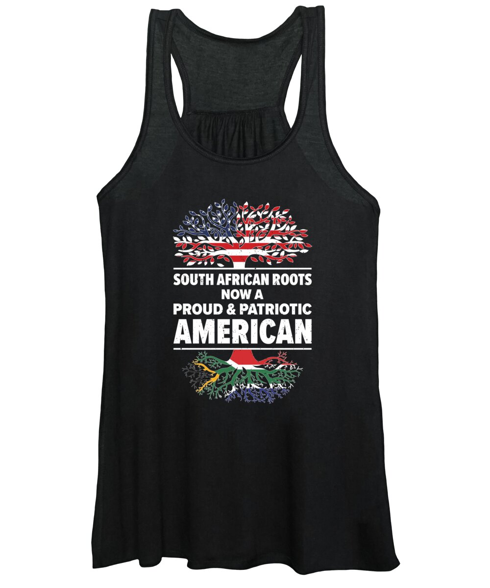 South African Women's Tank Top featuring the digital art South African American Patriot USA Grown South Africa US Flag #5 by Toms Tee Store
