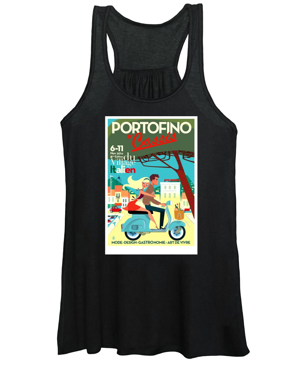 Travel Poster Women's Tank Top featuring the mixed media Beautiful Travel Poster #624 by World Art Collective