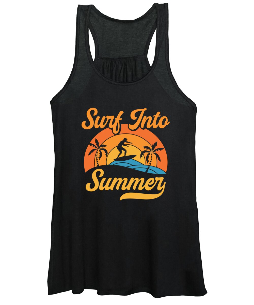 Surf Women's Tank Top featuring the digital art Surf Tropical Surfing Summer Surfboard Sports #8 by Toms Tee Store