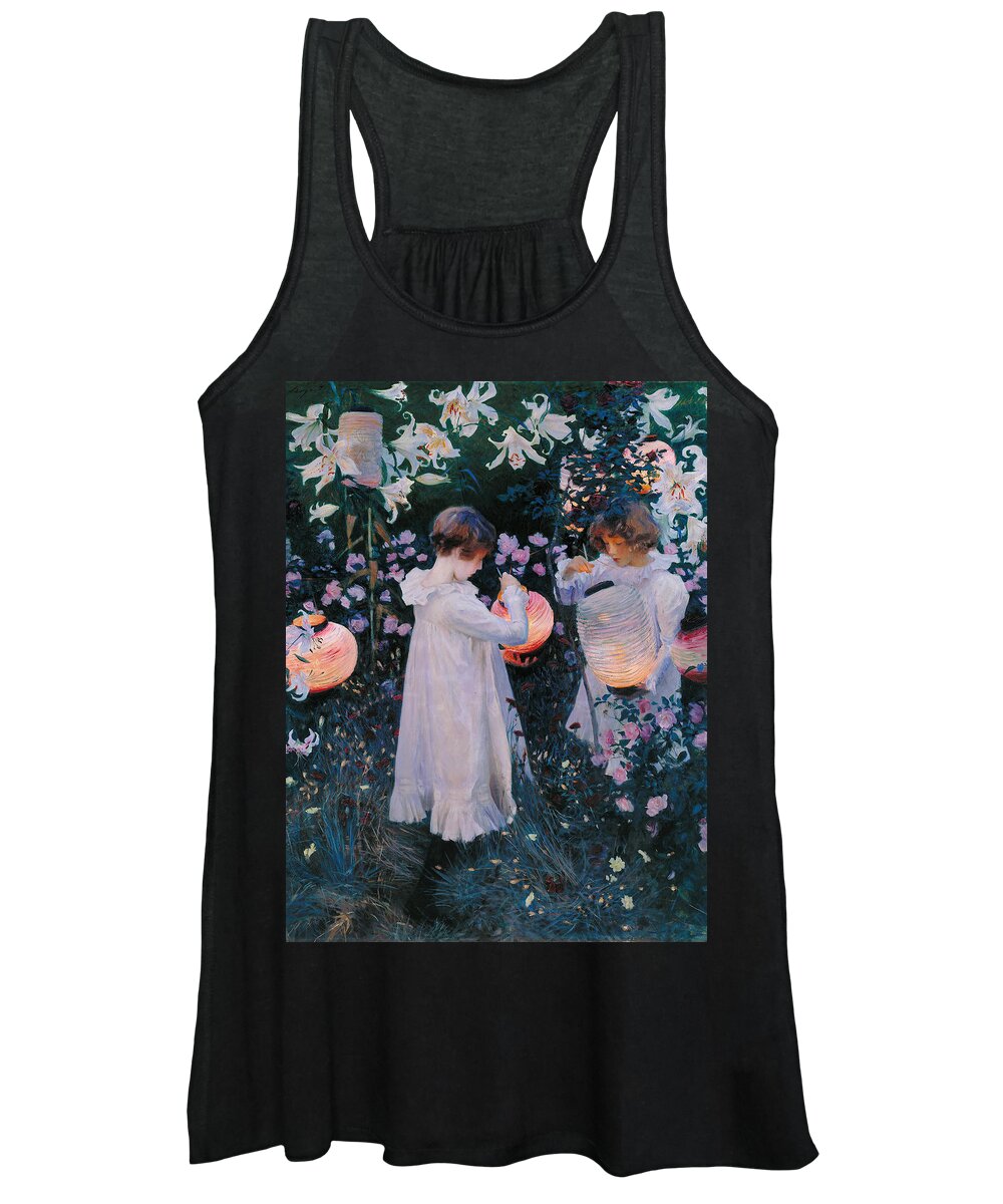 Carnation Lily Lily Rose By John Singer Sargent Women's Tank Top featuring the painting Carnation, Lily, Lily, Rose #9 by John Singer Sargent