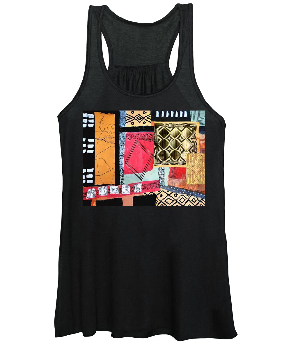 Black Patterns Women's Tank Top featuring the mixed media A Rich History by Jim Whalen