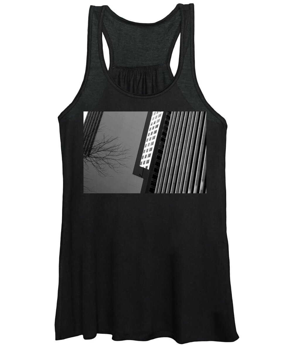 Architecture Women's Tank Top featuring the photograph Abstract Architectural Lines Black White by Patrick Malon