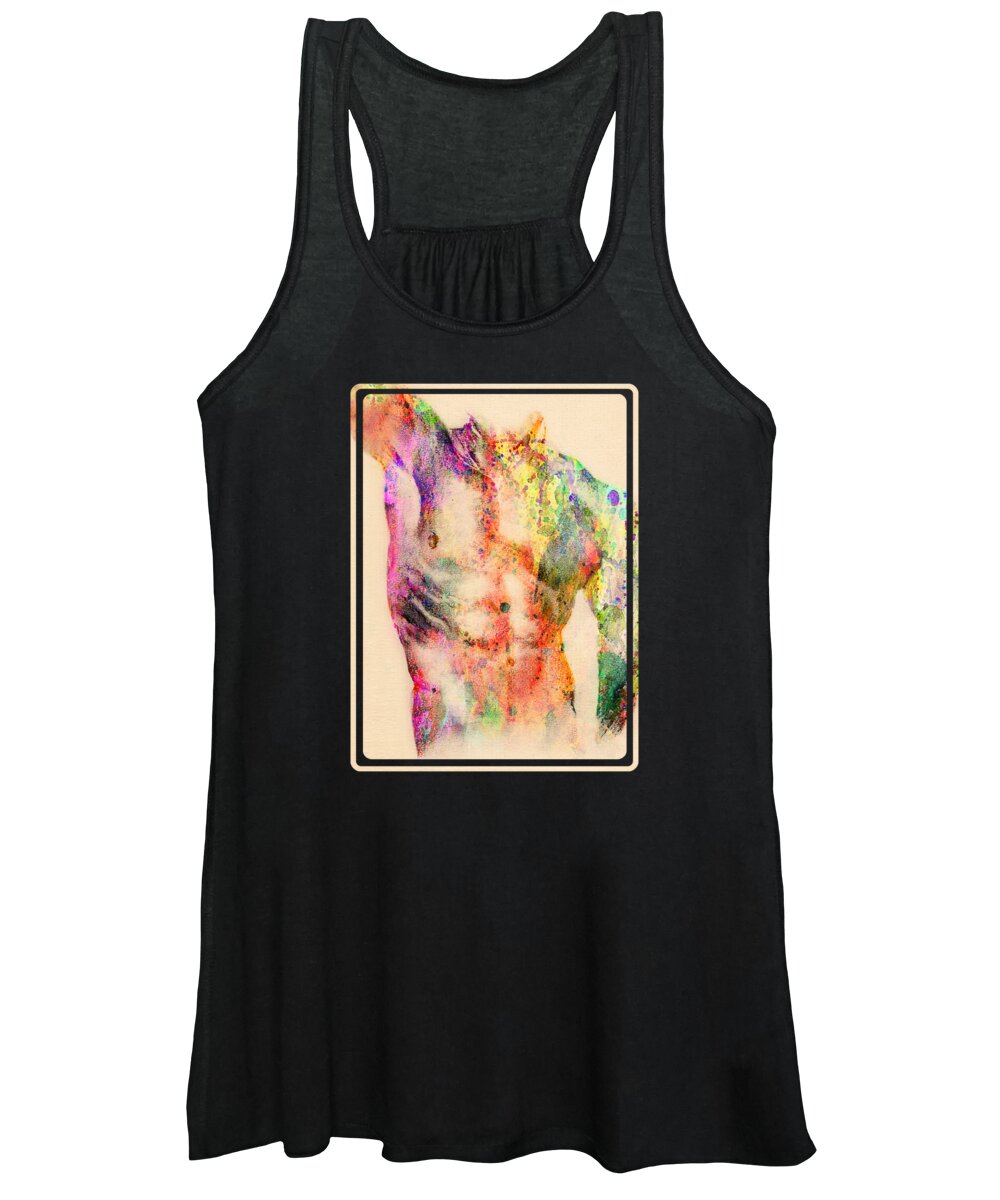 Male Nude Art Women's Tank Top featuring the digital art Abstractiv Body by Mark Ashkenazi