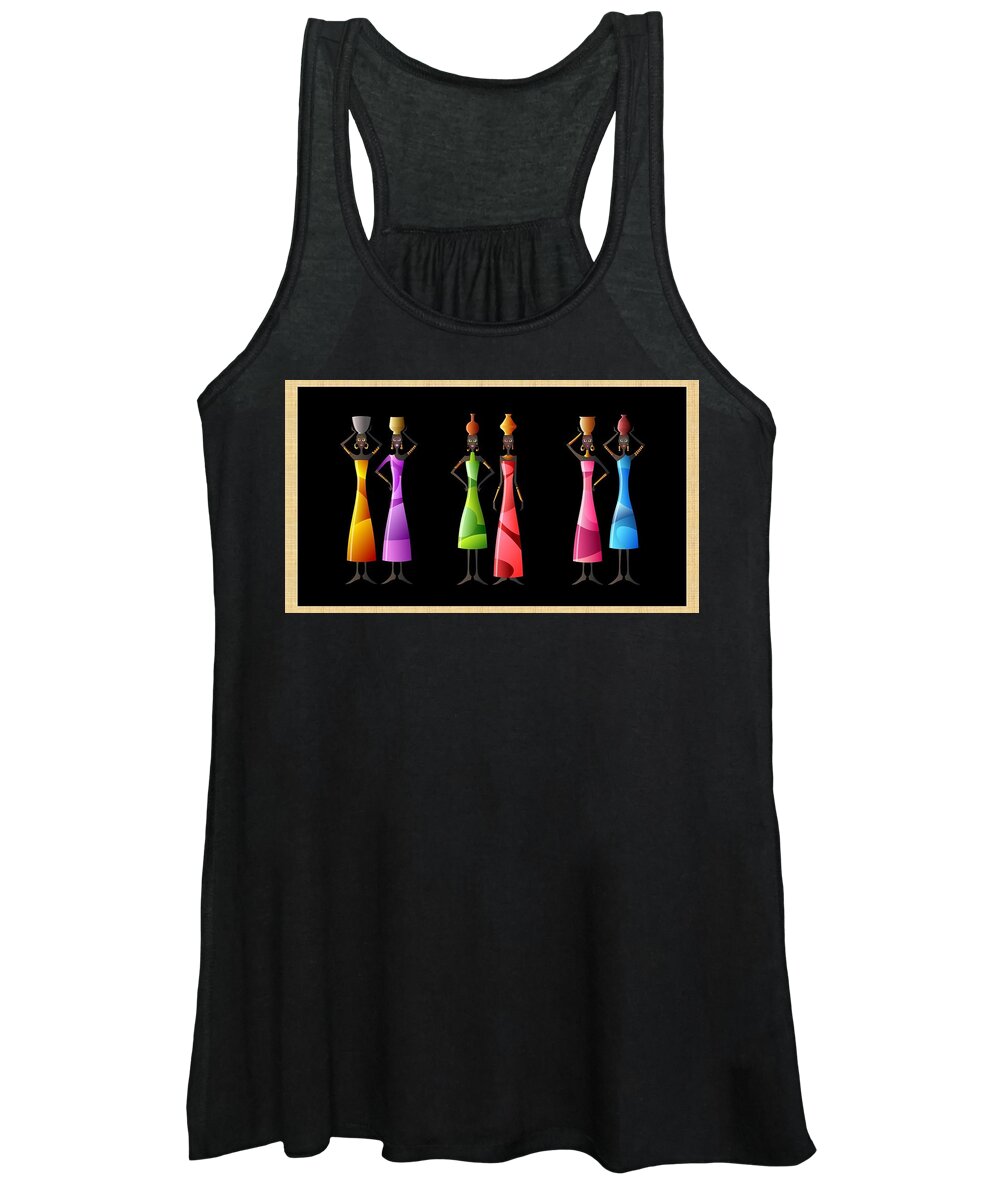 African Women's Tank Top featuring the mixed media African Women Carrying Jars by Nancy Ayanna Wyatt