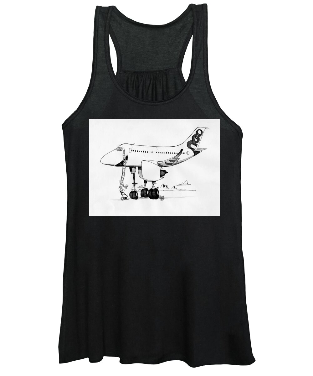 Original Art Women's Tank Top featuring the drawing Airbus A320neo by Michael Hopkins