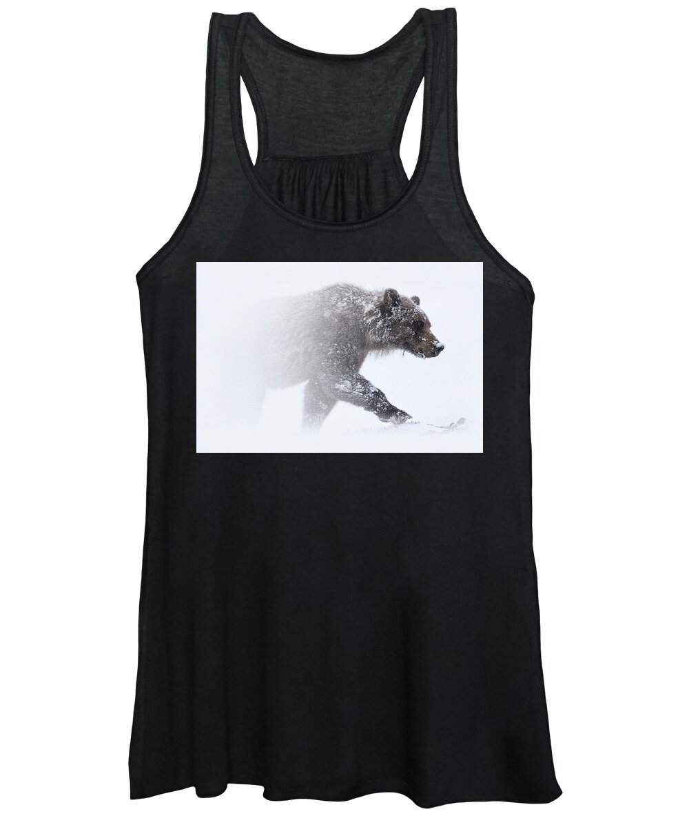 Snow Women's Tank Top featuring the photograph Alaska - grizzly bear in Denali national park by Olivier Parent