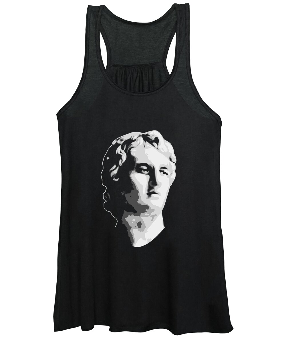 Alexander Women's Tank Top featuring the digital art Alexander the great Black and White by Filip Schpindel