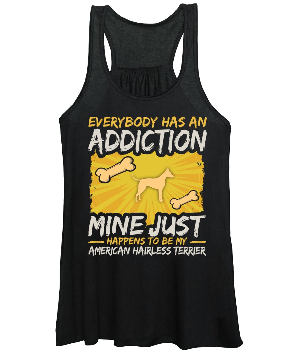 Dog Women's Tank Top featuring the digital art American Hairless Terrier Funny Dog Addiction by Jacob Zelazny