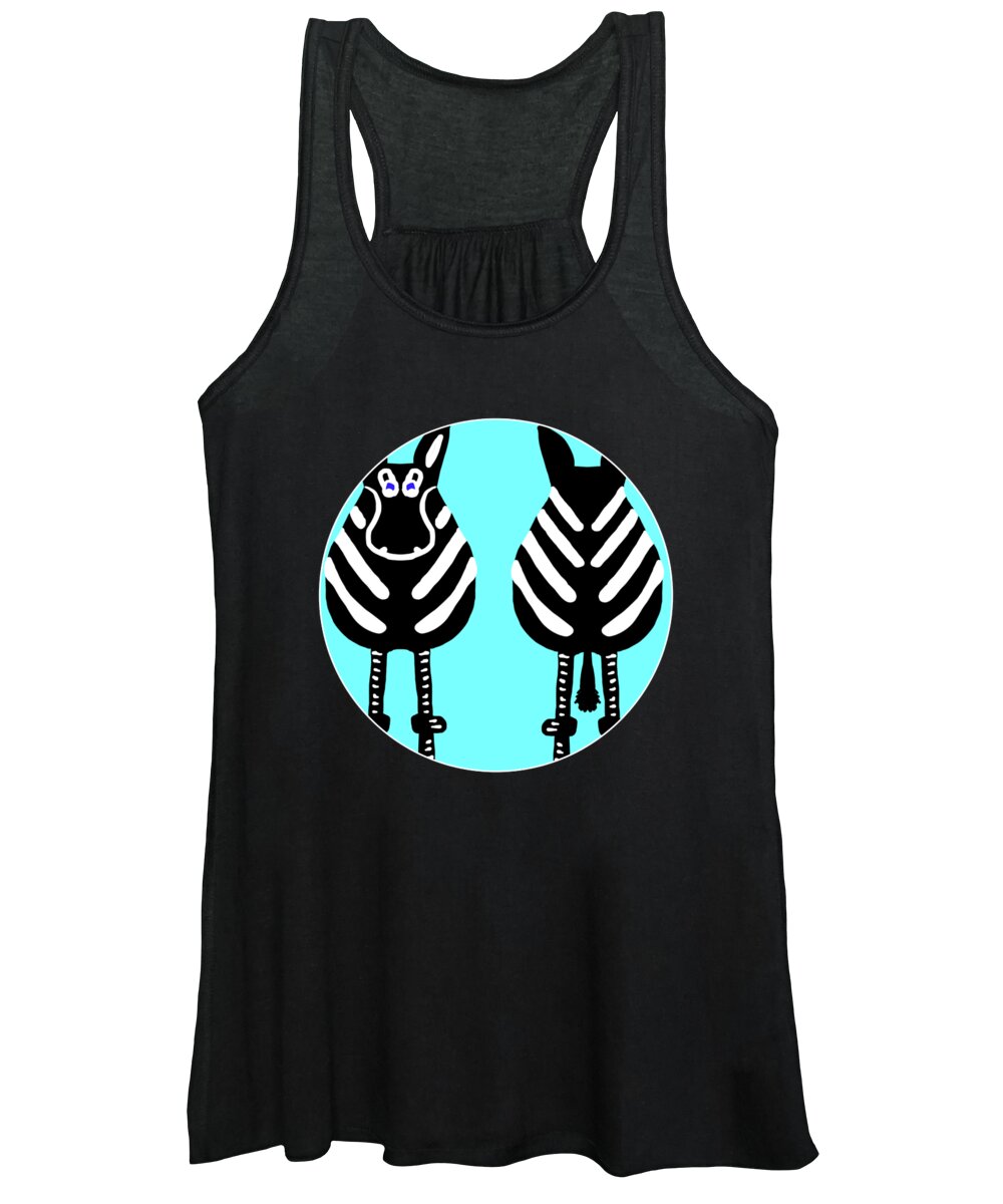 Zebra Women's Tank Top featuring the painting Zebra Whimsy Both Ends by Barefoot Bodeez Art