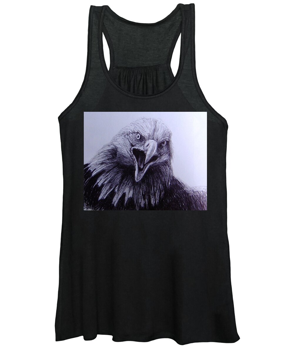 Bald Eagle Women's Tank Top featuring the drawing Bald Eagle Sketch by Rick Hansen
