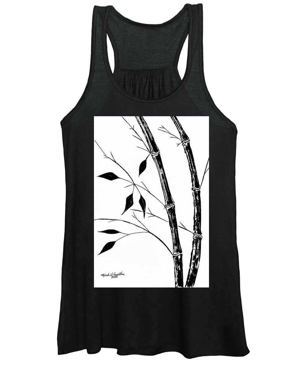 Bamboo Women's Tank Top featuring the drawing Bamboo 5 by Micah Guenther