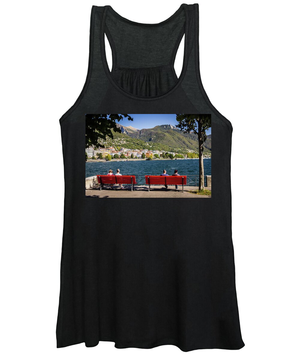 Locarno Women's Tank Top featuring the photograph Bench in Locarno by Craig A Walker