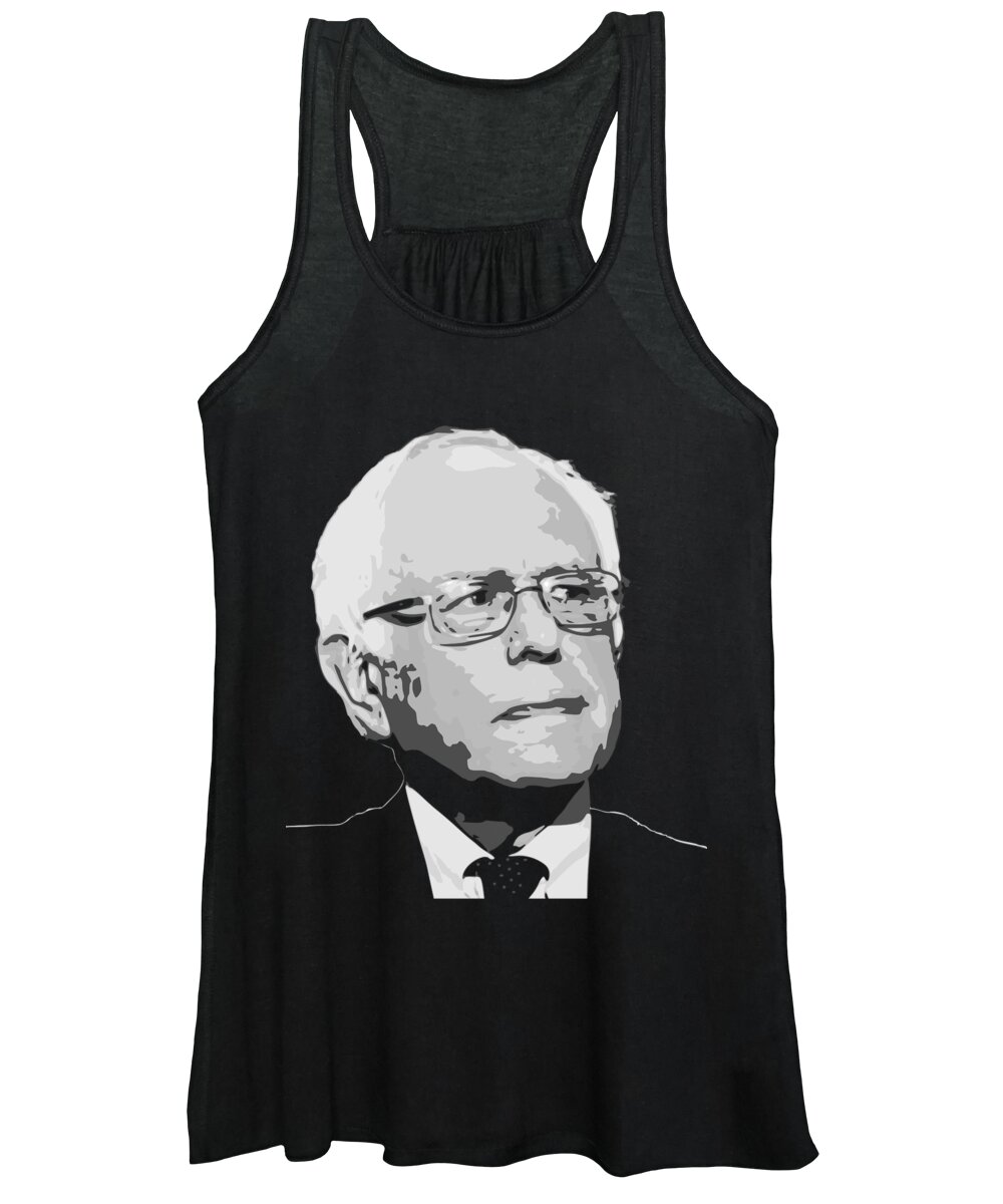 Bernie Women's Tank Top featuring the digital art Bernie Sanders Black and White by Megan Miller