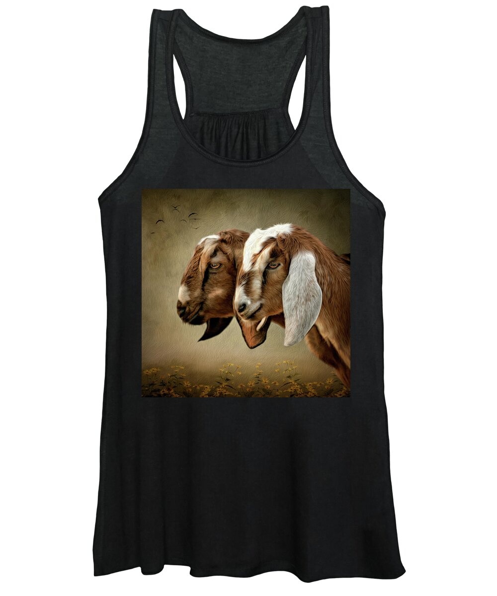 Goats Women's Tank Top featuring the digital art Besties by Maggy Pease