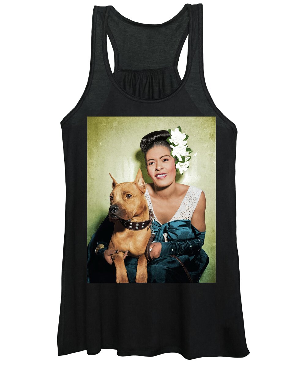 Billie Holiday Women's Tank Top featuring the photograph Billie Holiday and Mister by Carlos Caetano