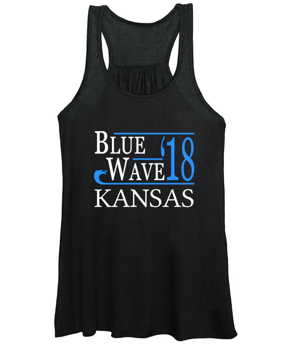 Election Women's Tank Top featuring the digital art Blue Wave KANSAS Vote Democrat by Flippin Sweet Gear