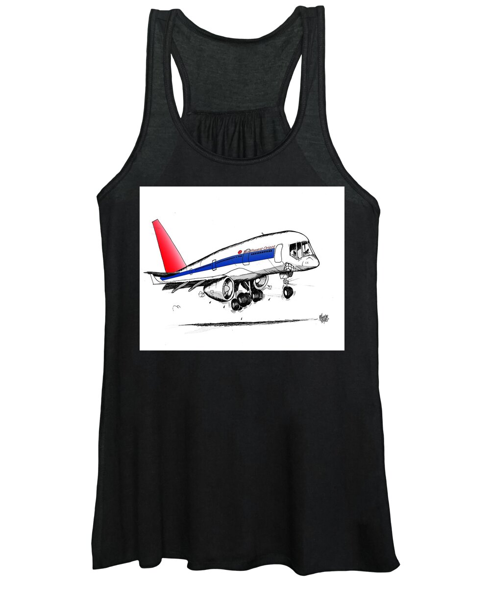 Boeing Women's Tank Top featuring the drawing Boeing 757 by Michael Hopkins
