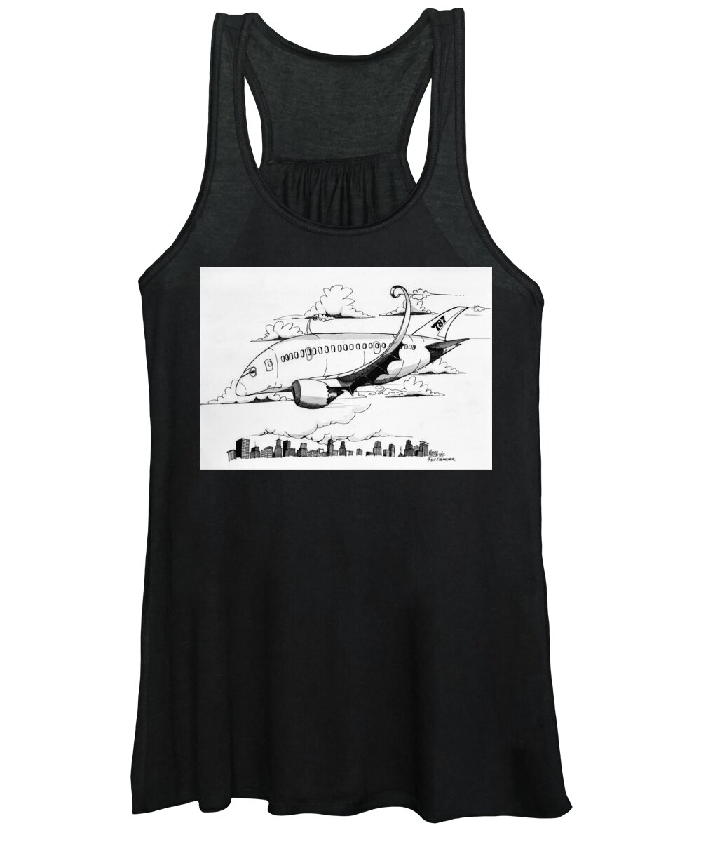 Boeing Women's Tank Top featuring the drawing Boeing 767 by Michael Hopkins