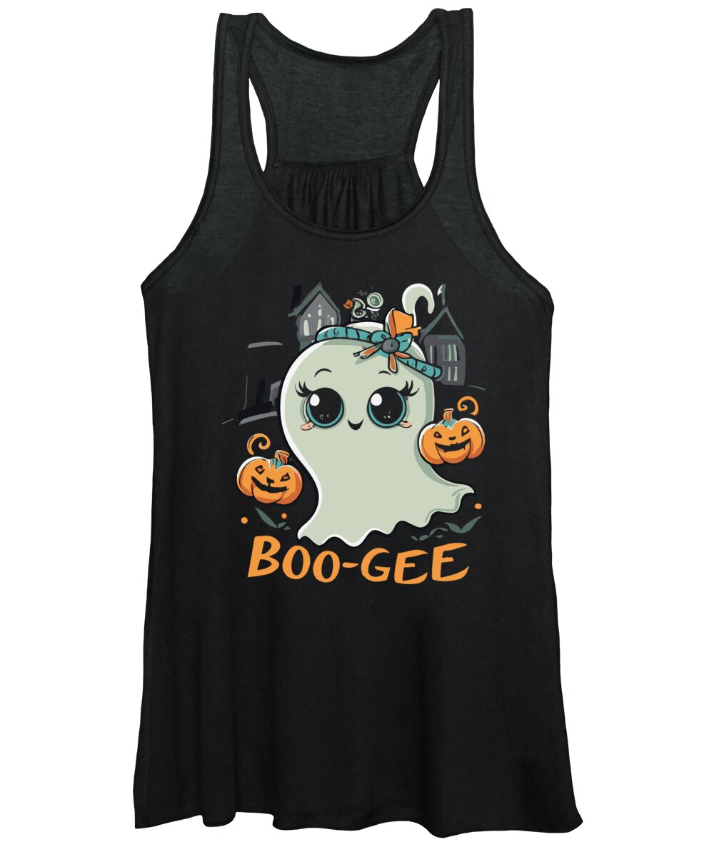 Halloween Women's Tank Top featuring the digital art Boo Gee Cute Halloween Ghost by Flippin Sweet Gear